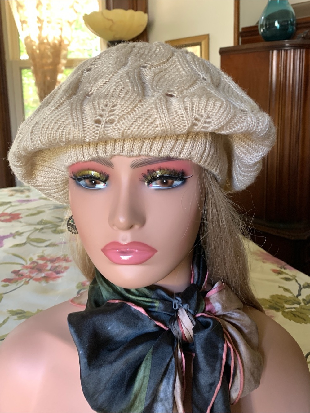 Vintage Versatile Beige Boho Hippie Knit Beret Beanie Hat